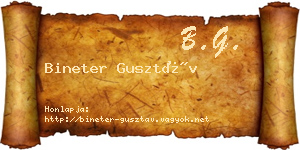 Bineter Gusztáv névjegykártya